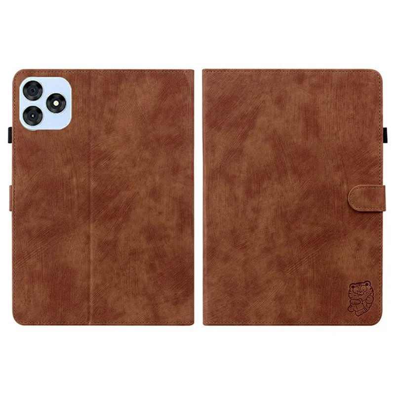 For itel VistaTab 30 Cases Tiger Imprint Anti-Scratch PU Leather Tablet Cover - Brown