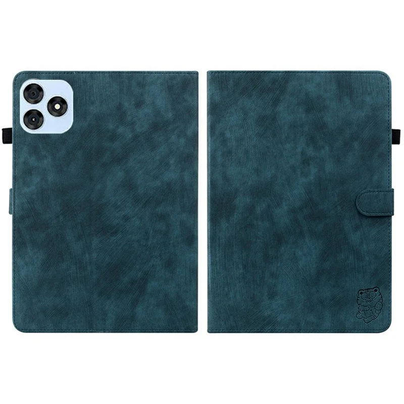 For itel VistaTab 30 Cases Tiger Imprint Anti-Scratch PU Leather Tablet Cover - Blue