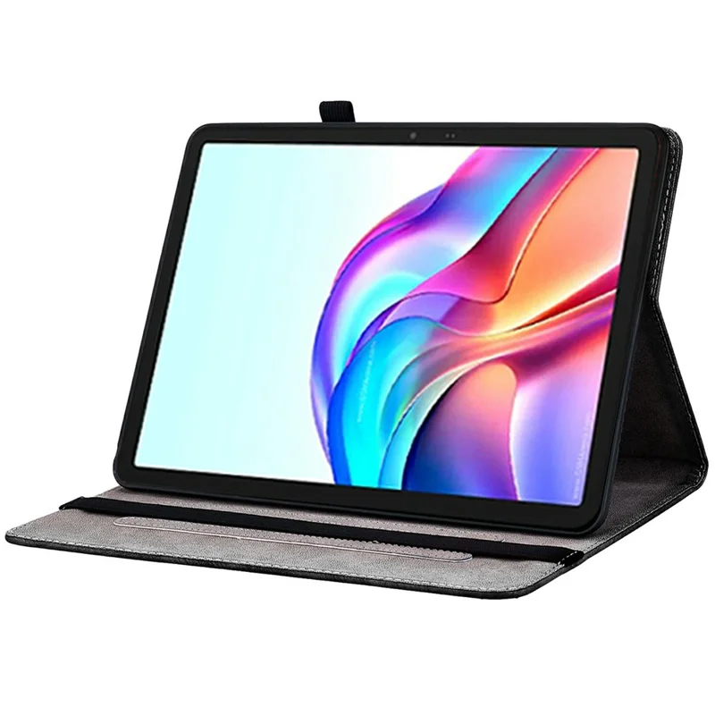 For TECNO Megapad 11 Leather Case Pattern Printed Stand Tablet Cover with Card Slots - Plum Blossom