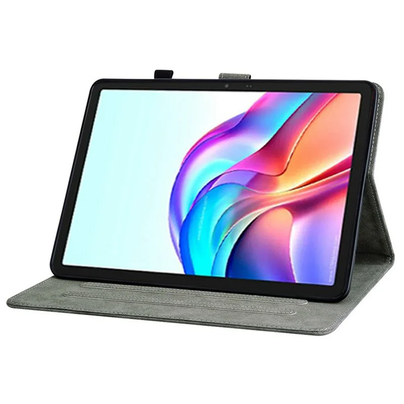 For TECNO Megapad 11 Case Tiger Imprint Anti-Scratch PU Leather Tablet Cover - Brown