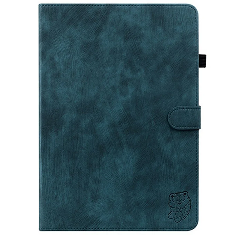 For TECNO Megapad 11 Case Tiger Imprint Anti-Scratch PU Leather Tablet Cover - Blue