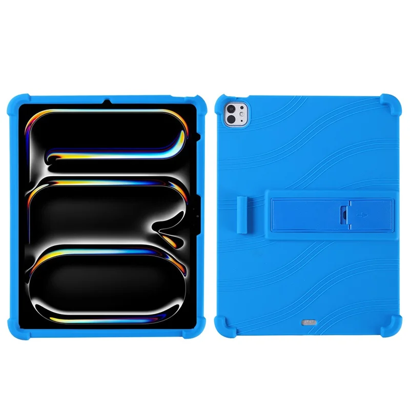 For iPad Pro 13 (2024) / Air 13 (2025) / (2024) Silicone Case with Kickstand Rugged Protective Cover - Dark Blue