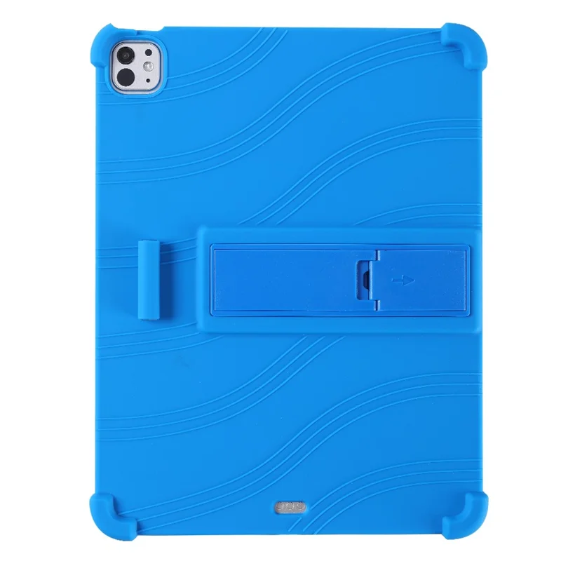 For iPad Pro 13 (2024) / Air 13 (2025) / (2024) Silicone Case with Kickstand Rugged Protective Cover - Dark Blue