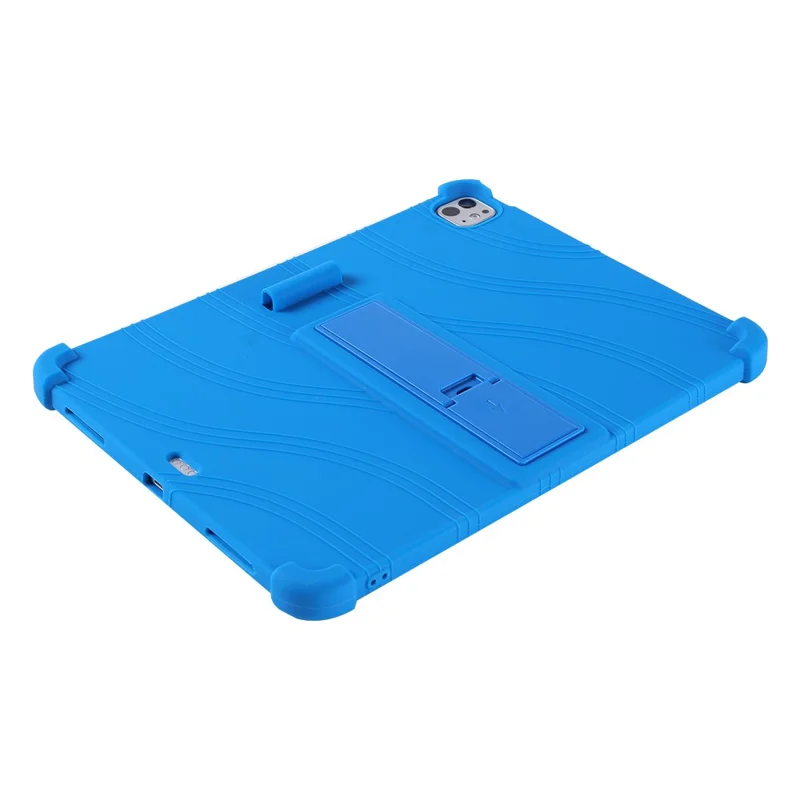 For iPad Pro 13 (2024) / Air 13 (2025) / (2024) Silicone Case with Kickstand Rugged Protective Cover - Dark Blue