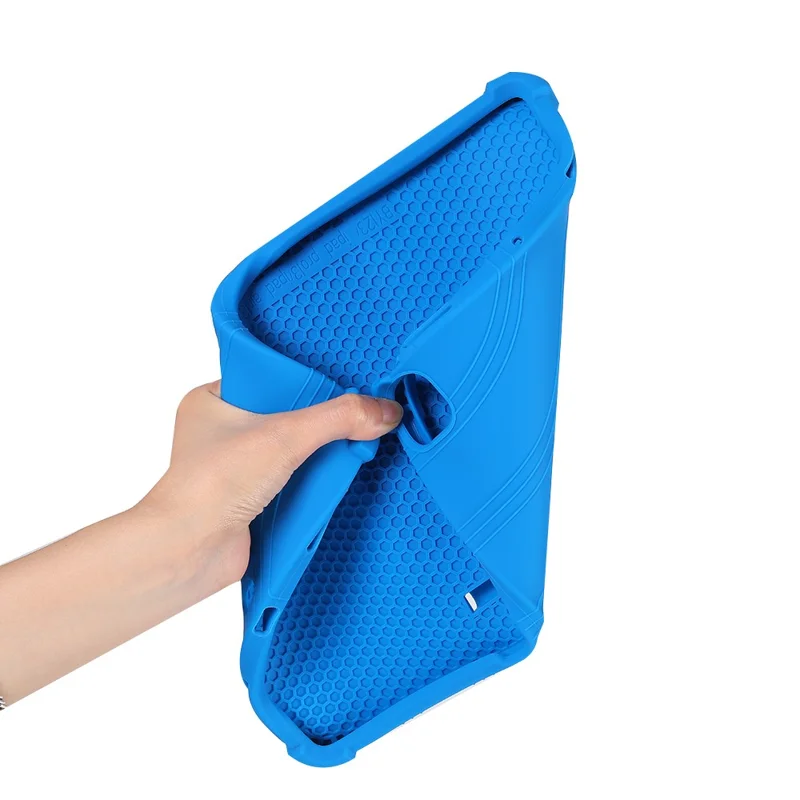 For iPad Pro 13 (2024) / Air 13 (2025) / (2024) Silicone Case with Kickstand Rugged Protective Cover - Dark Blue