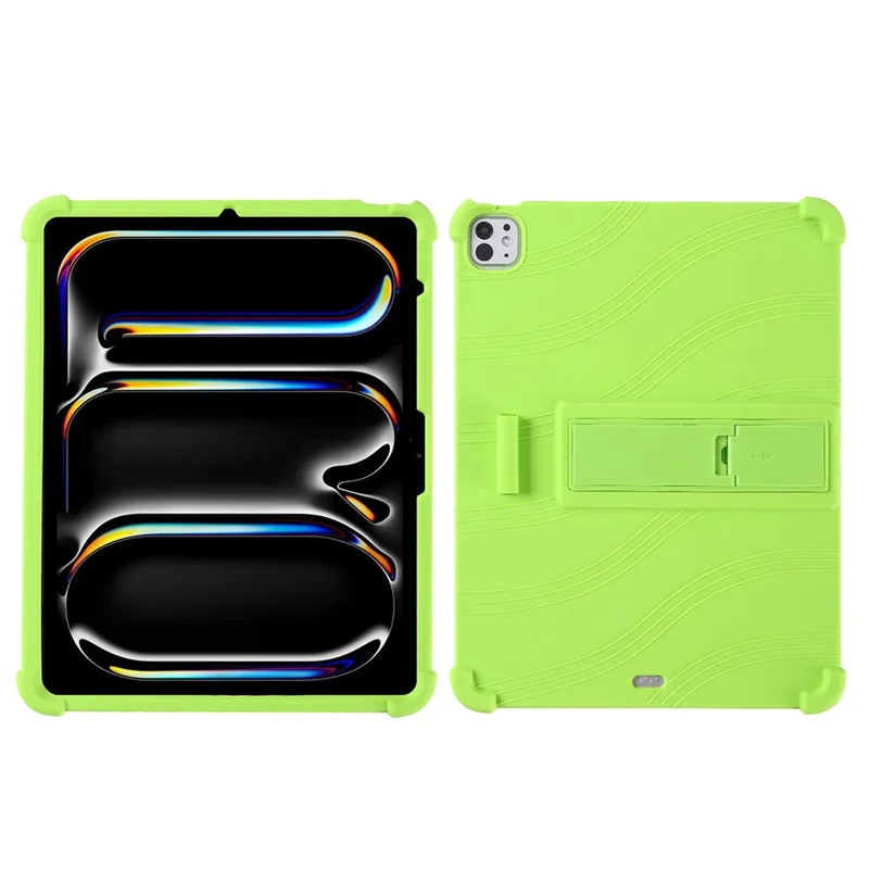 For iPad Pro 13 (2025) / 13 (2024) / Air 13 (2025) / (2024) Silicone Case with Kickstand Rugged Protective Cover - Green