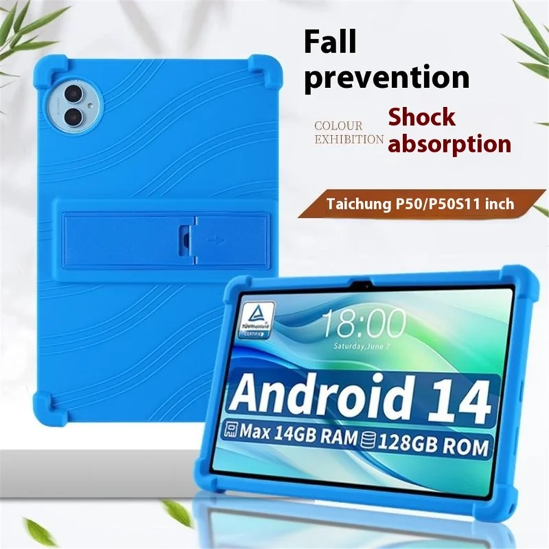 For Teclast P50 / P50S Silicone Case with Kickstand Rugged Protective Cover - Dark Blue