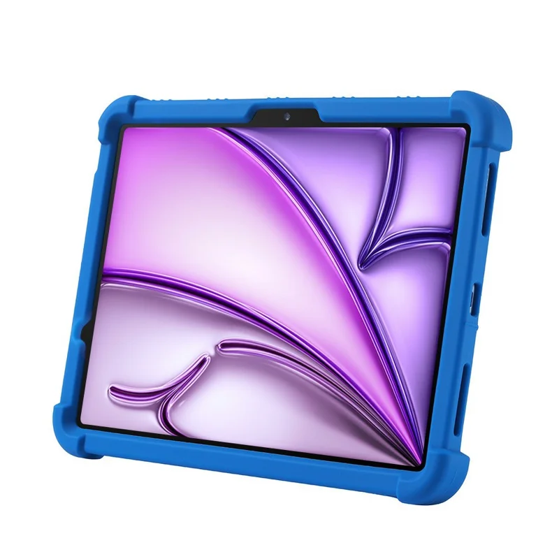 For iPad Air 11 (2025) / (2024) Silicone Case with Kickstand Rugged Protective Cover - Dark Blue