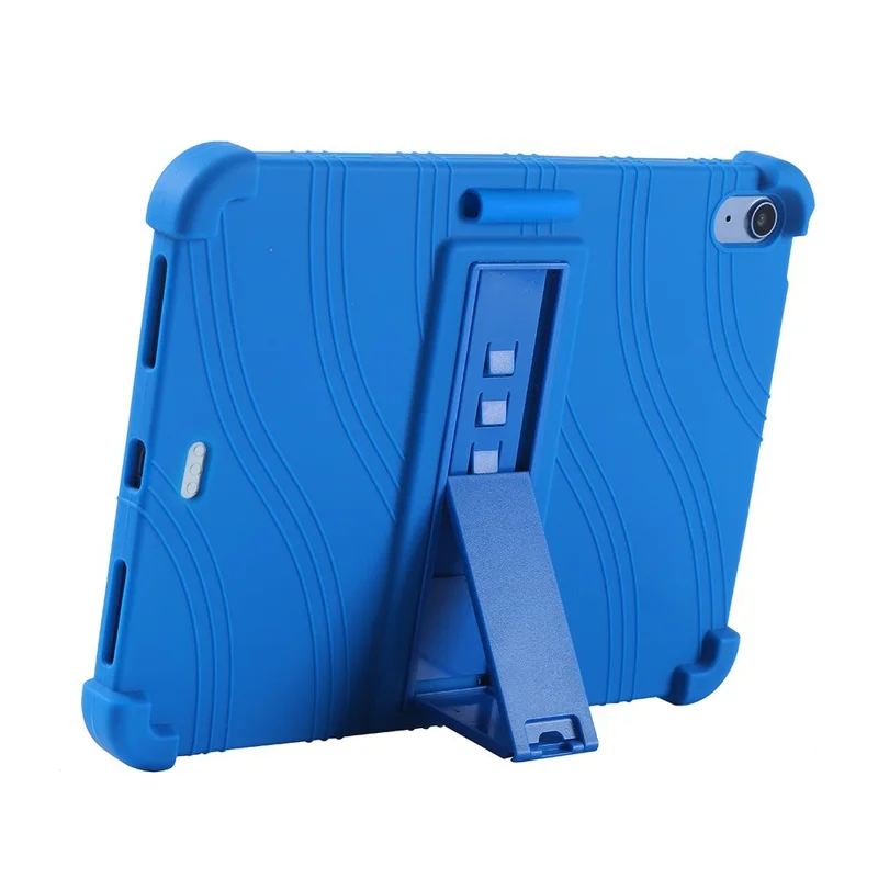 For iPad Air 11 (2025) / (2024) Silicone Case with Kickstand Rugged Protective Cover - Black