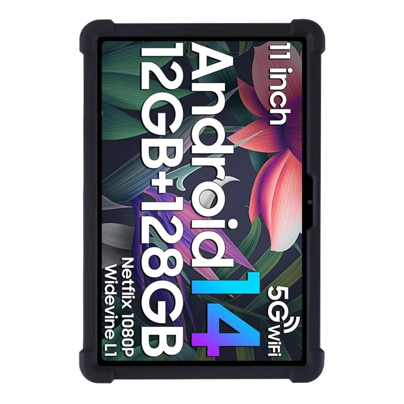 For Blackview Tab 90 / Tab 90 WiFi Silicone Case with Kickstand Rugged Protective Cover - Black