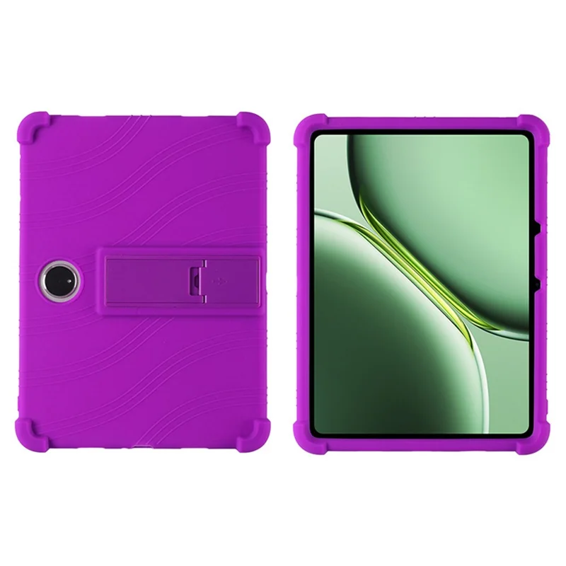 For Oppo Pad 3 / OnePlus Pad Pro Silicone Case with Kickstand Rugged Protective Cover - Purple