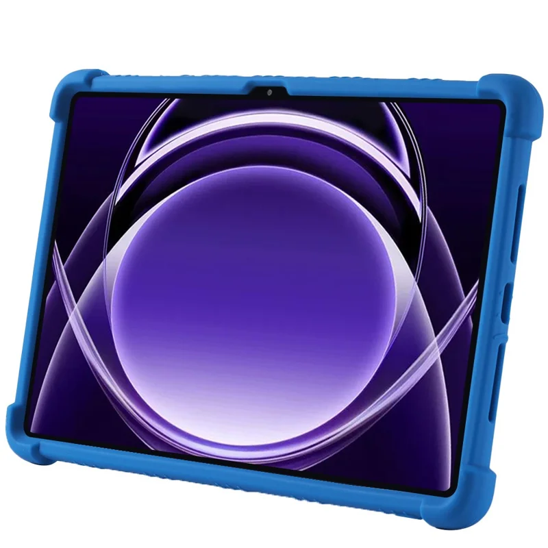 For Realme Pad 2 Lite Silicone Case with Kickstand Rugged Protective Cover - Dark Blue