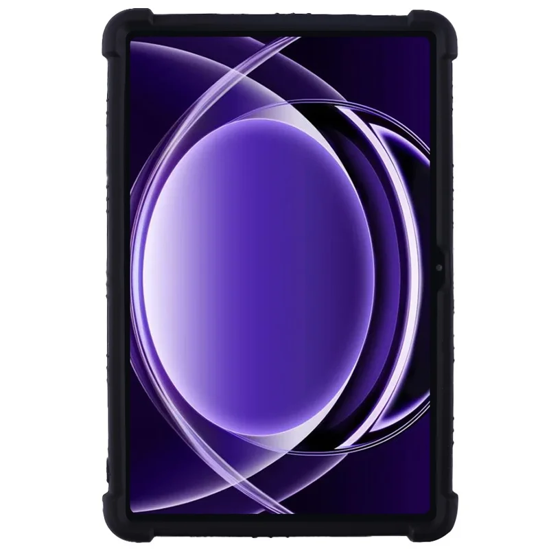 For Realme Pad 2 Lite Silicone Case with Kickstand Rugged Protective Cover - Black
