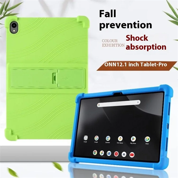 For Walmart Onn 12.1 inch Tablet Pro (2024) Silicone Case with Kickstand Rugged Protective Cover - Dark Blue