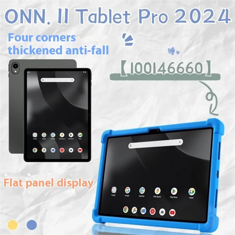 For Walmart Onn 11 inch Tablet Pro (2024) Silicone Case with Kickstand Rugged Protective Cover - Dark Blue