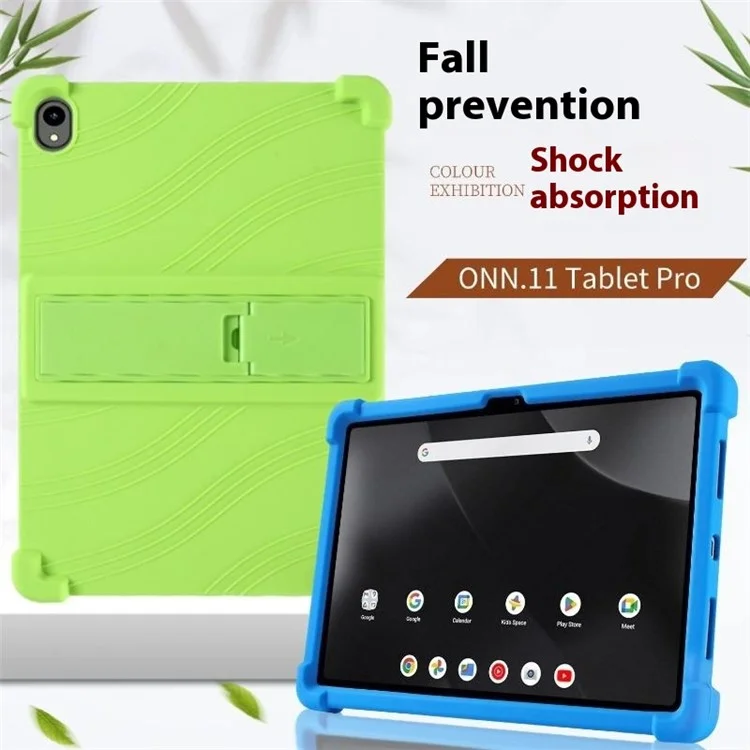 For Walmart Onn 11 inch Tablet Pro (2024) Silicone Case with Kickstand Rugged Protective Cover - Dark Blue