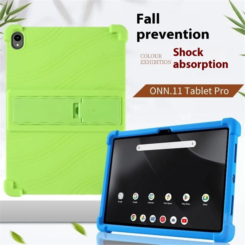 For Walmart Onn 11 inch Tablet Pro (2024) Silicone Case with Kickstand Rugged Protective Cover - Green