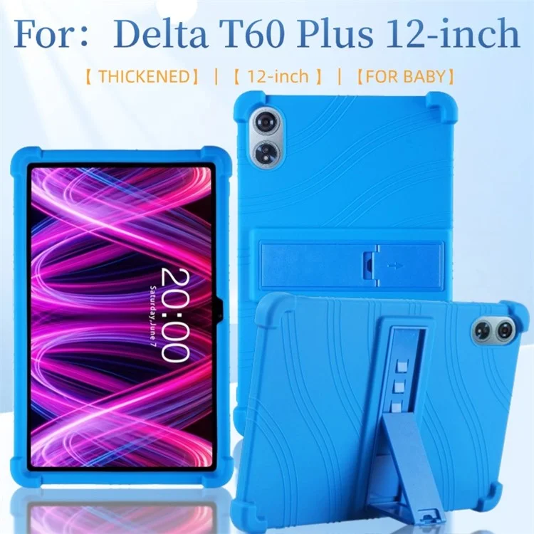 For Teclast T60 Plus Silicone Case with Kickstand Rugged Protective Cover - Dark Blue
