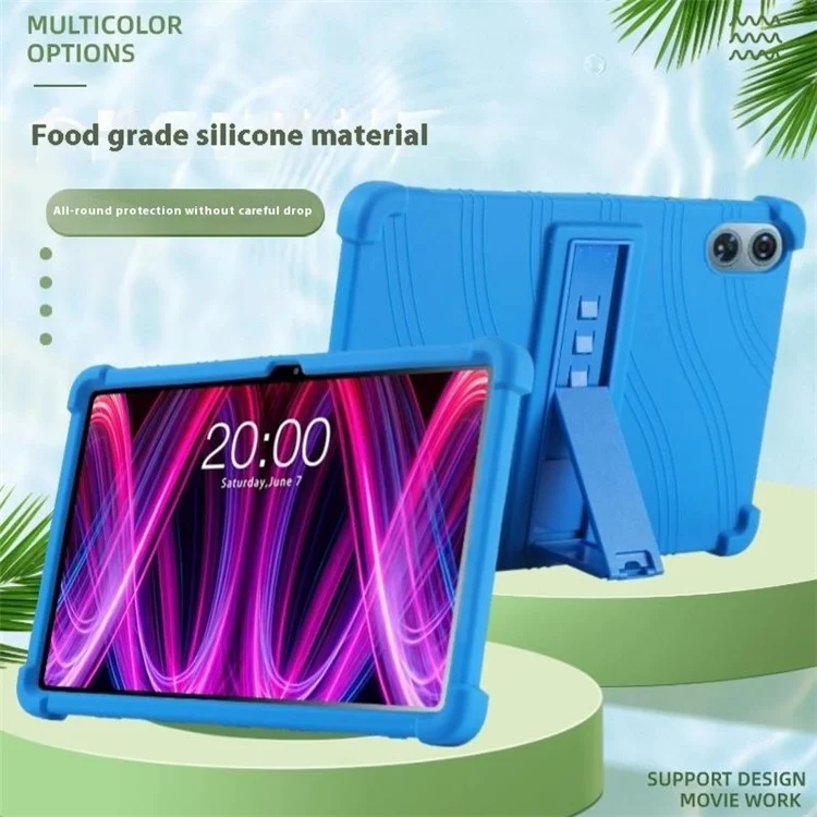 For Teclast T60 Plus Silicone Case with Kickstand Rugged Protective Cover - Dark Blue