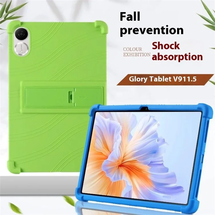 For Honor Pad V9 Silicone Case with Kickstand Rugged Protective Cover - Dark Blue