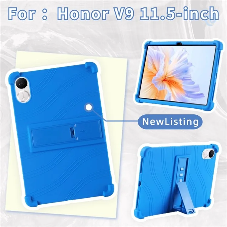 For Honor Pad V9 Silicone Case with Kickstand Rugged Protective Cover - Dark Blue