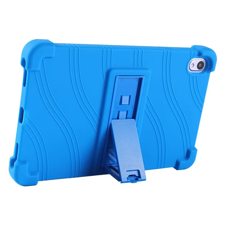 For Walmart Onn 7 inch Tablet Gen 4 (2024) Silicone Case with Kickstand Rugged Protective Cover - Dark Blue