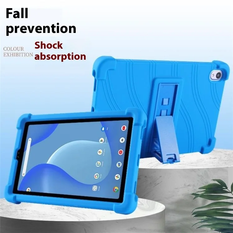 For Walmart Onn 7 inch Tablet Gen 4 (2024) Silicone Case with Kickstand Rugged Protective Cover - Dark Blue