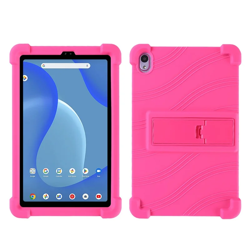 For Walmart Onn 7 inch Tablet Gen 4 (2024) Silicone Case with Kickstand Rugged Protective Cover - Rose