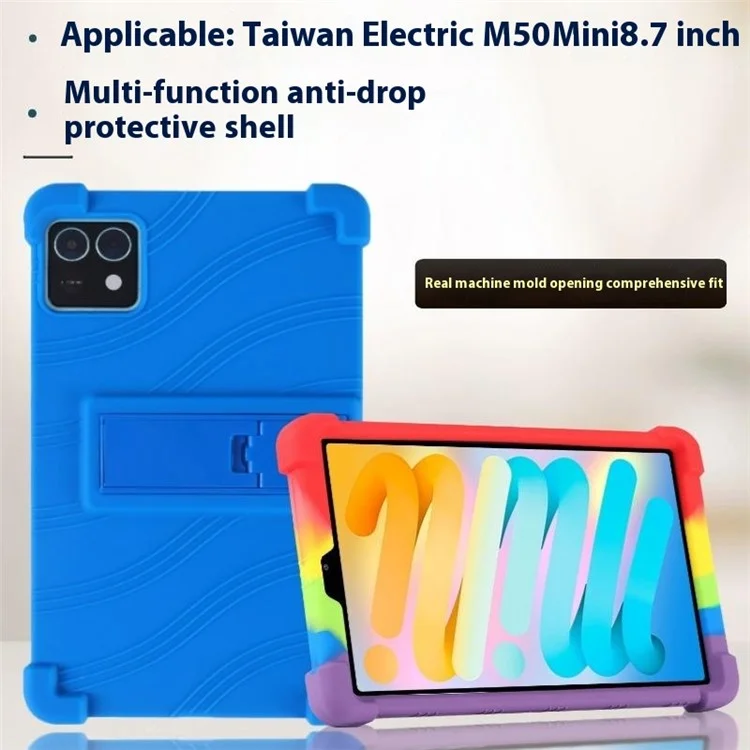 For Teclast M50 Mini Case Adjustable Kickstand Silicone Tablet Protective Cover - Dark Blue
