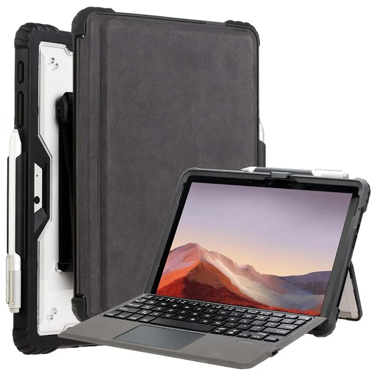 For Microsoft Surface Go 3 / 2 10.5 inch / 1 Protective Case PC TPU Clear Cover with Kickstand Pencil Holder (No Strap)