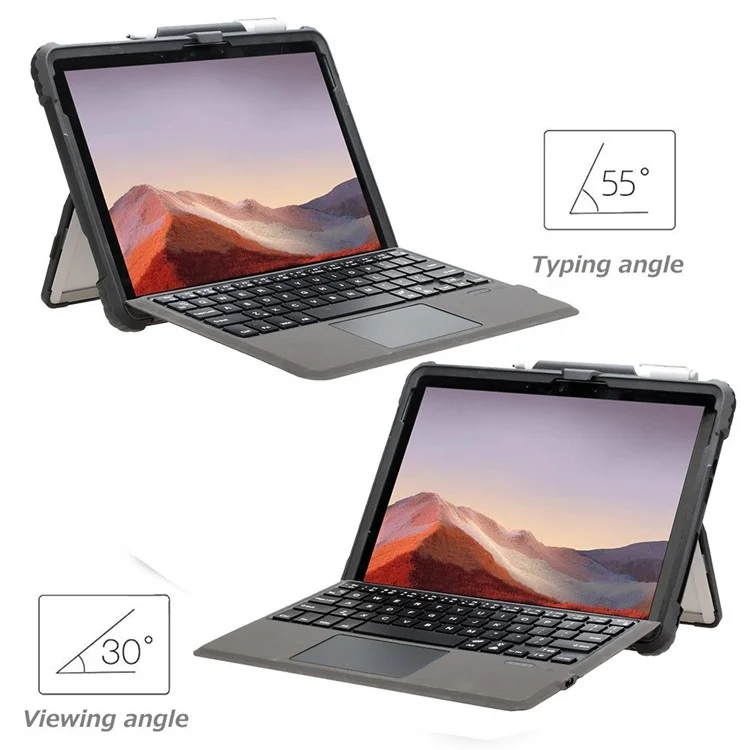 For Microsoft Surface Go 3 / 2 10.5 inch / 1 Protective Case PC TPU Clear Cover with Kickstand Pencil Holder (No Strap)