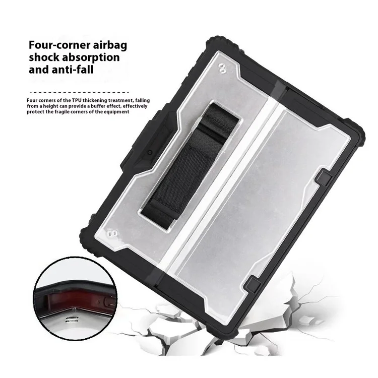 For Microsoft Surface Go 3 / 2 10.5 inch / 1 Protective Case PC TPU Clear Cover with Kickstand Pencil Holder (No Strap)