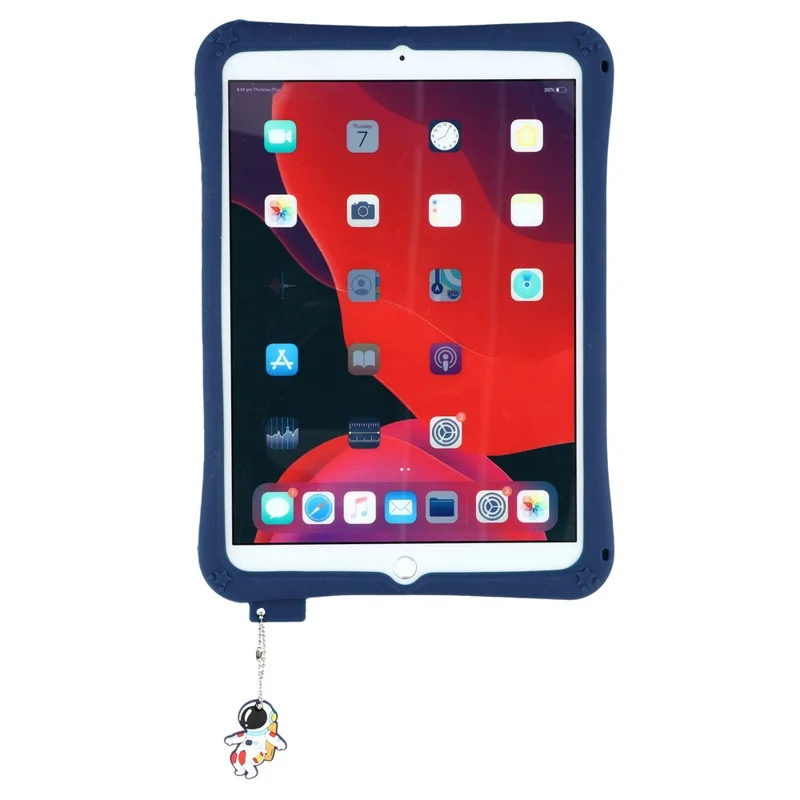 For iPad 10.2 (2021)  /  (2020)  /  (2019) Case Astronaut Silicone + PC Kickstand Tablet Cover with Lanyard