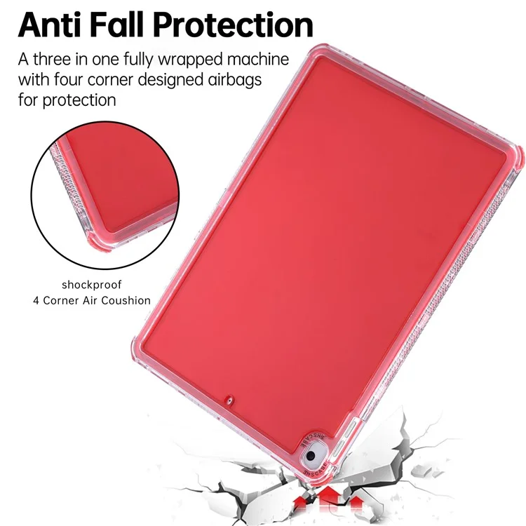 Clear Case for iPad 10.2 (2021)  /  (2020)  /  (2019)  /  Air 10.5 inch (2019) 3 in 1 PC + TPU Shockproof Tablet Cover - Red