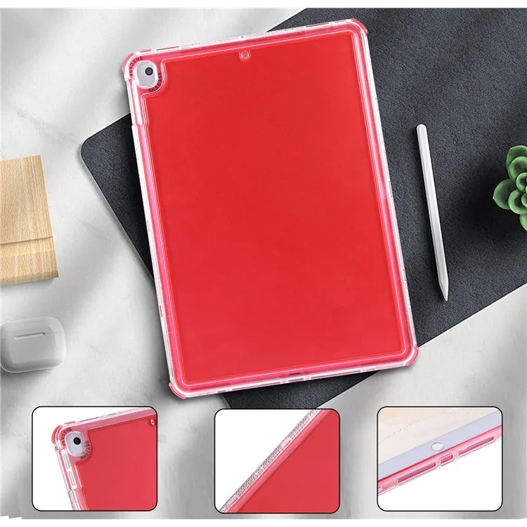 Clear Case for iPad 10.2 (2021)  /  (2020)  /  (2019)  /  Air 10.5 inch (2019) 3 in 1 PC + TPU Shockproof Tablet Cover - Red