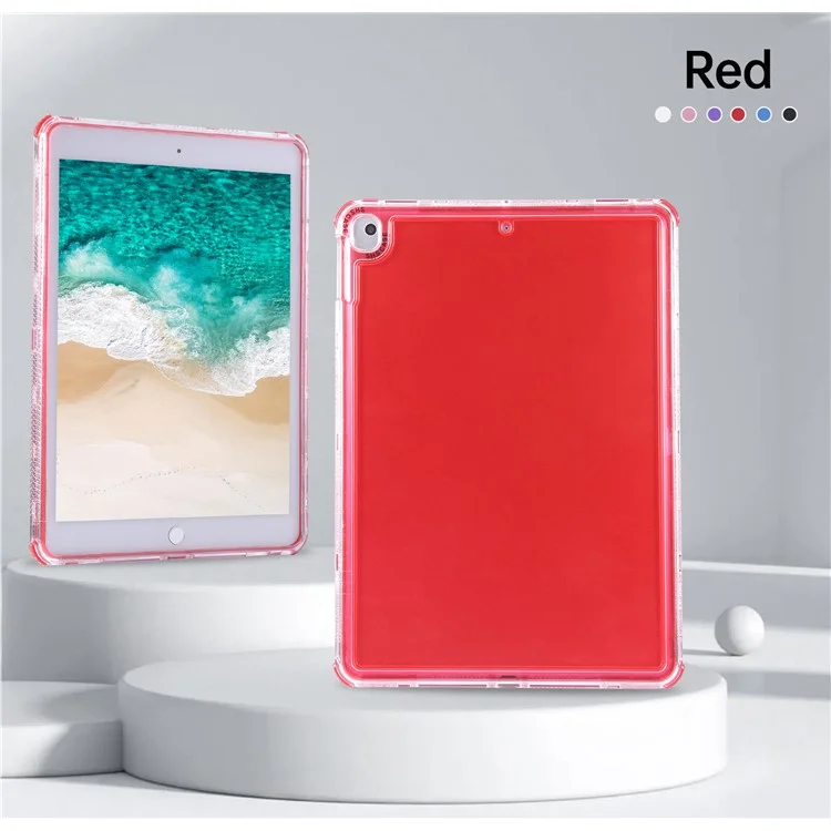 Clear Case for iPad 10.2 (2021)  /  (2020)  /  (2019)  /  Air 10.5 inch (2019) 3 in 1 PC + TPU Shockproof Tablet Cover - Red