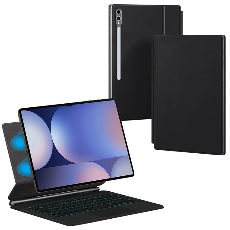 Teclado Magnético Flutuante para Samsung Galaxy Tab S10 Ultra / Tab S9 Ultra / Tab S8 Ultra, Teclado Bluetooth + Capa de Couro para Tablet