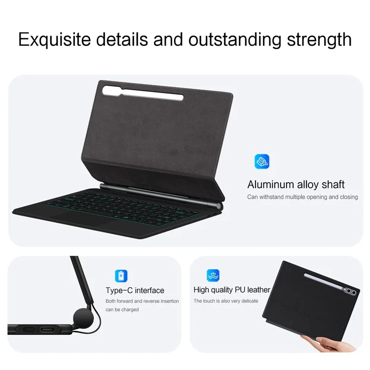 Teclado Magnético Flutuante para Samsung Galaxy Tab S10 Ultra / Tab S9 Ultra / Tab S8 Ultra, Teclado Bluetooth + Capa de Couro para Tablet