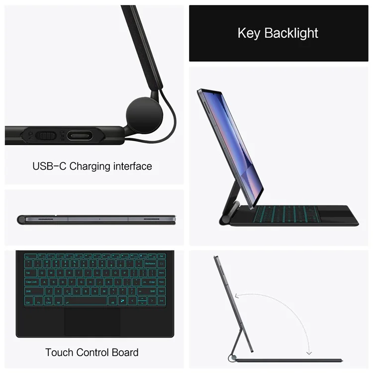 Teclado Magnético Flutuante para Samsung Galaxy Tab S10 Ultra / Tab S9 Ultra / Tab S8 Ultra, Teclado Bluetooth + Capa de Couro para Tablet