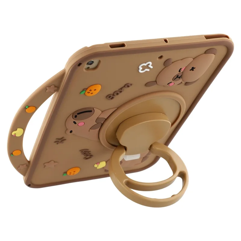 Silicone Case for iPad 10.2 (2021)  /  (2020)  /  (2019)  /  Air 10.5 inch (2019) Rotating Kickstand Protective Cover with Handle Capybara Pattern