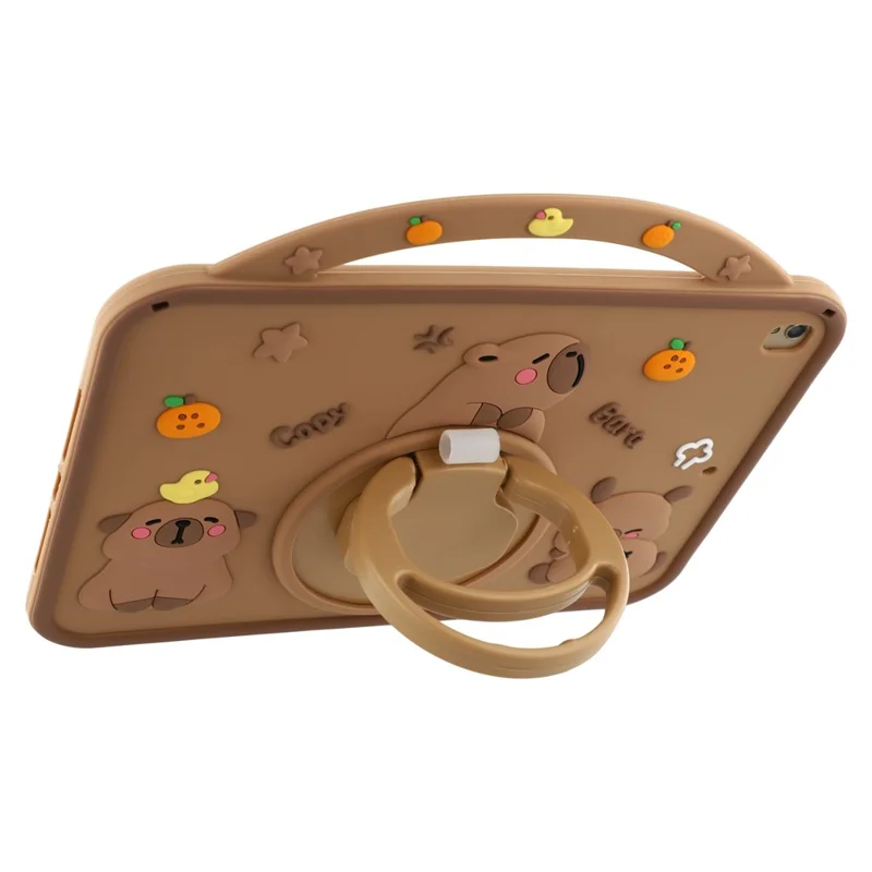 Silicone Case for iPad 10.2 (2021)  /  (2020)  /  (2019)  /  Air 10.5 inch (2019) Rotating Kickstand Protective Cover with Handle Capybara Pattern