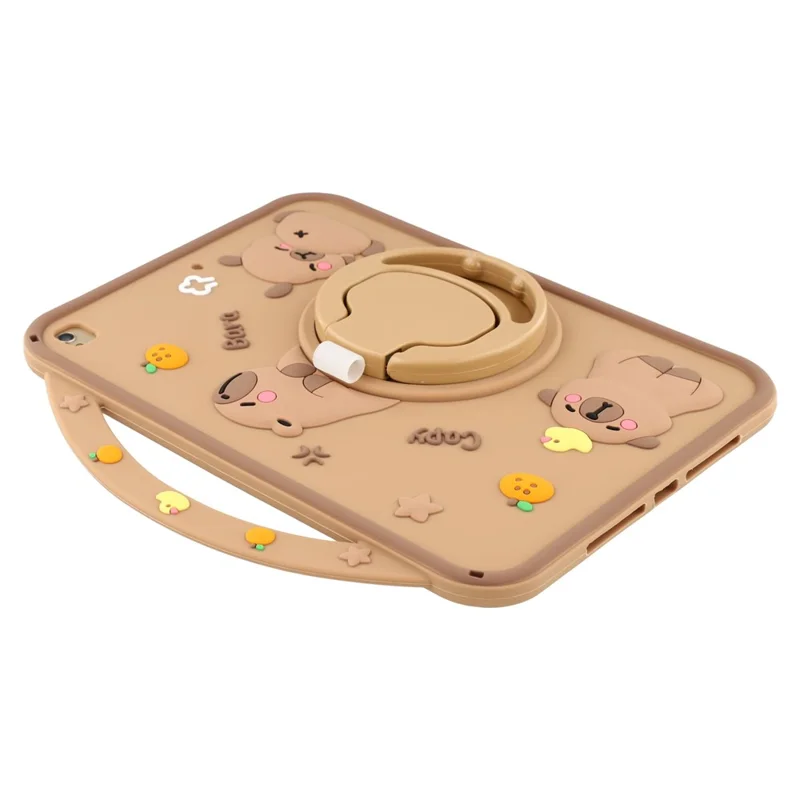 Silicone Case for iPad 10.2 (2021)  /  (2020)  /  (2019)  /  Air 10.5 inch (2019) Rotating Kickstand Protective Cover with Handle Capybara Pattern