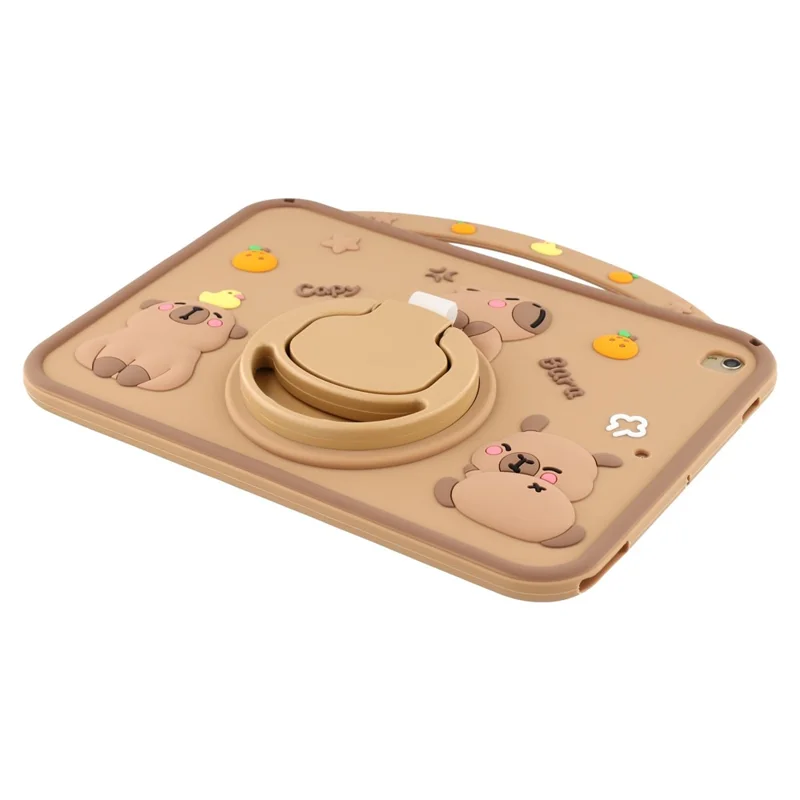 Silicone Case for iPad 10.2 (2021)  /  (2020)  /  (2019)  /  Air 10.5 inch (2019) Rotating Kickstand Protective Cover with Handle Capybara Pattern