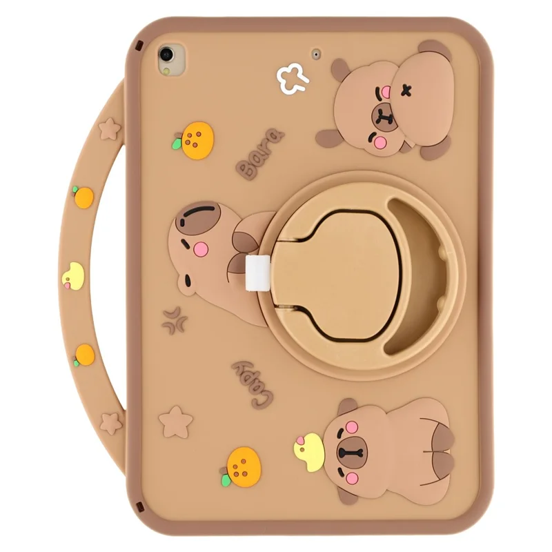 Silicone Case for iPad 10.2 (2021)  /  (2020)  /  (2019)  /  Air 10.5 inch (2019) Rotating Kickstand Protective Cover with Handle Capybara Pattern