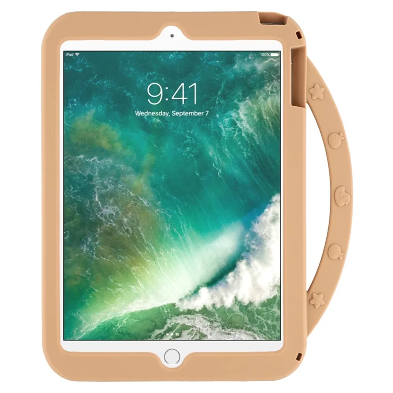 Voor iPad 9,7 inch (2018) / (2017) Siliconen Hoesje met Handvat 360 Graden Draaibare Standaard Beschermlaag met Capybara Patroon