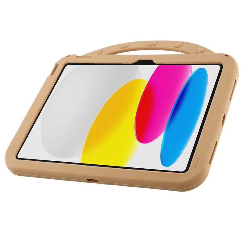 For iPad (2025) / 10.9 (2022) Silicone Case with Handle 360 Degree Rotating Kickstand Protective Cover Capybara Pattern