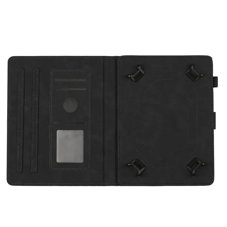 Funda universal para tableta de 10 pulgadas Tapa de tableta de cuero con estampado de panal con ranura para tarjeta - Negro