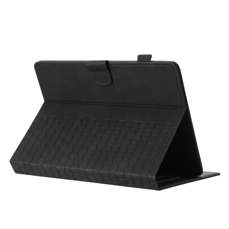 Funda universal para tableta de 10 pulgadas Tapa de tableta de cuero con estampado de panal con ranura para tarjeta - Negro