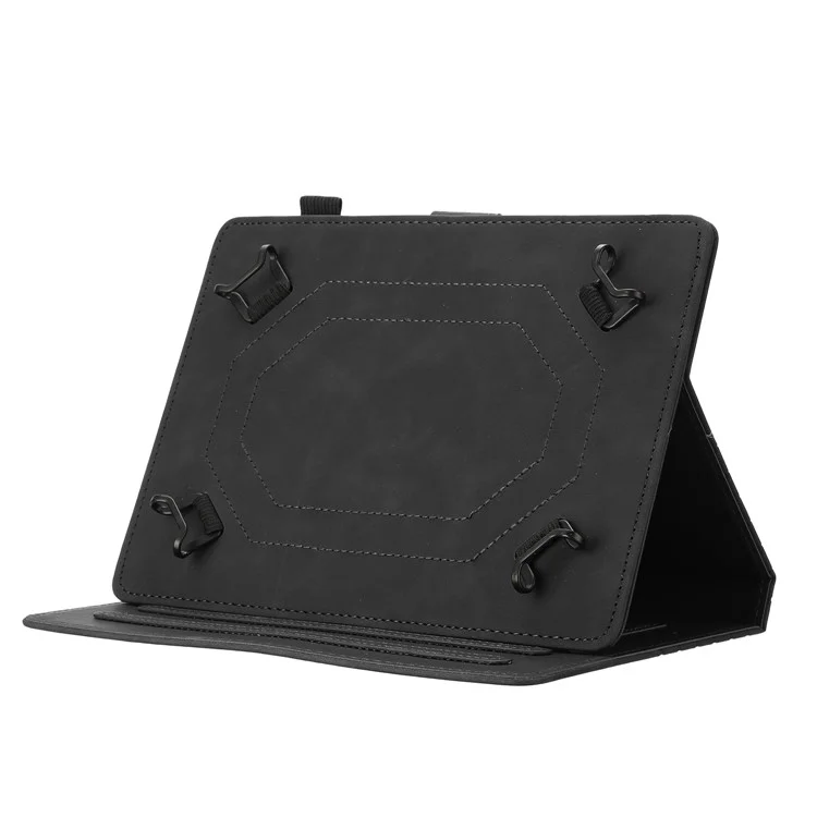 Funda universal para tableta de 10 pulgadas Tapa de tableta de cuero con estampado de panal con ranura para tarjeta - Negro