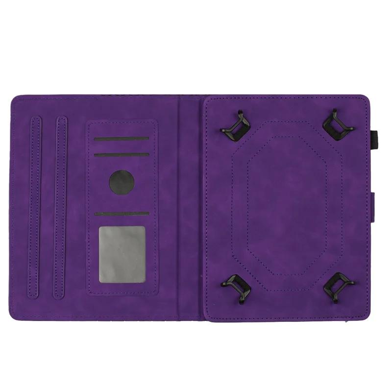 Universal 10-inch Tablet Case Honeycomb Printed Leather Tablet Cover with Card Slot - Purple